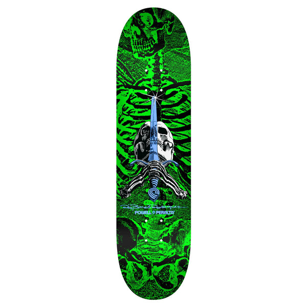 Powell Skull & Sword • White / Green • Shape • x (Birch) Skateboard Deck - 7.5