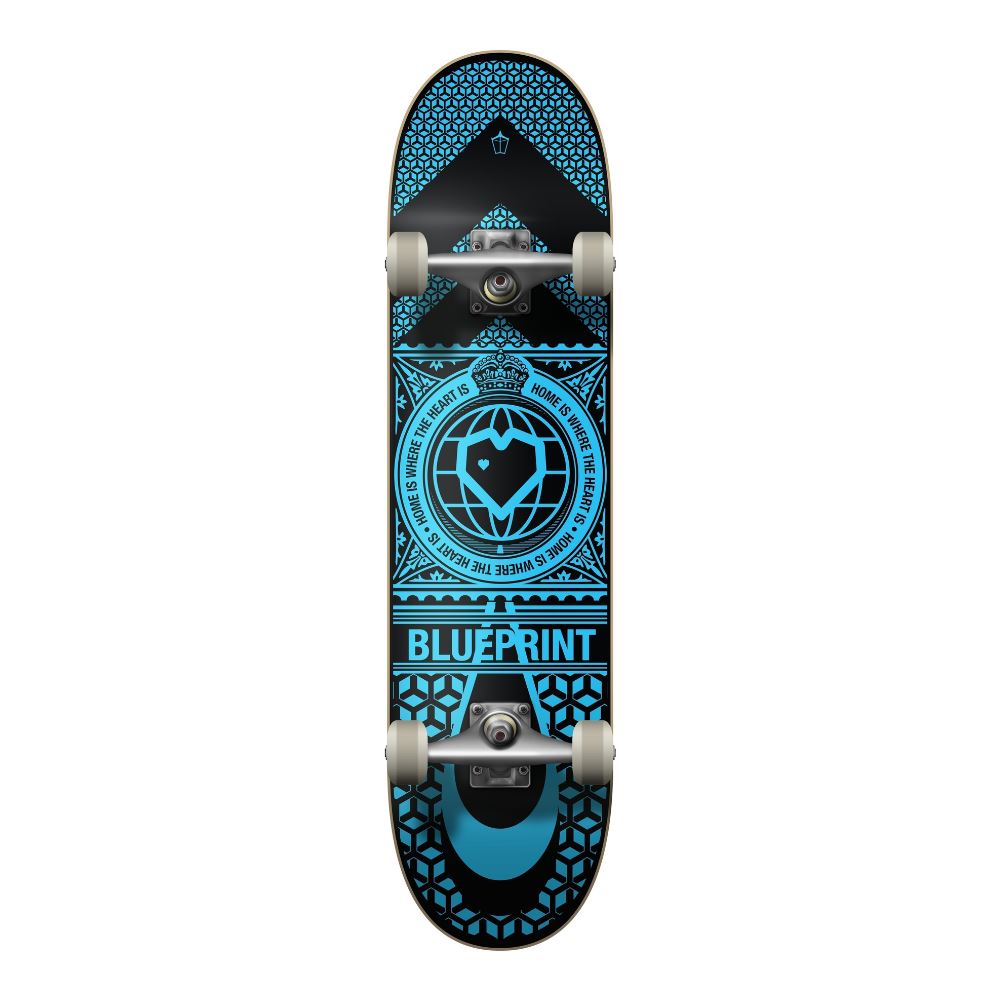 Blueprint Home Heart Black / Blue Complete Skateboard - 8.25"