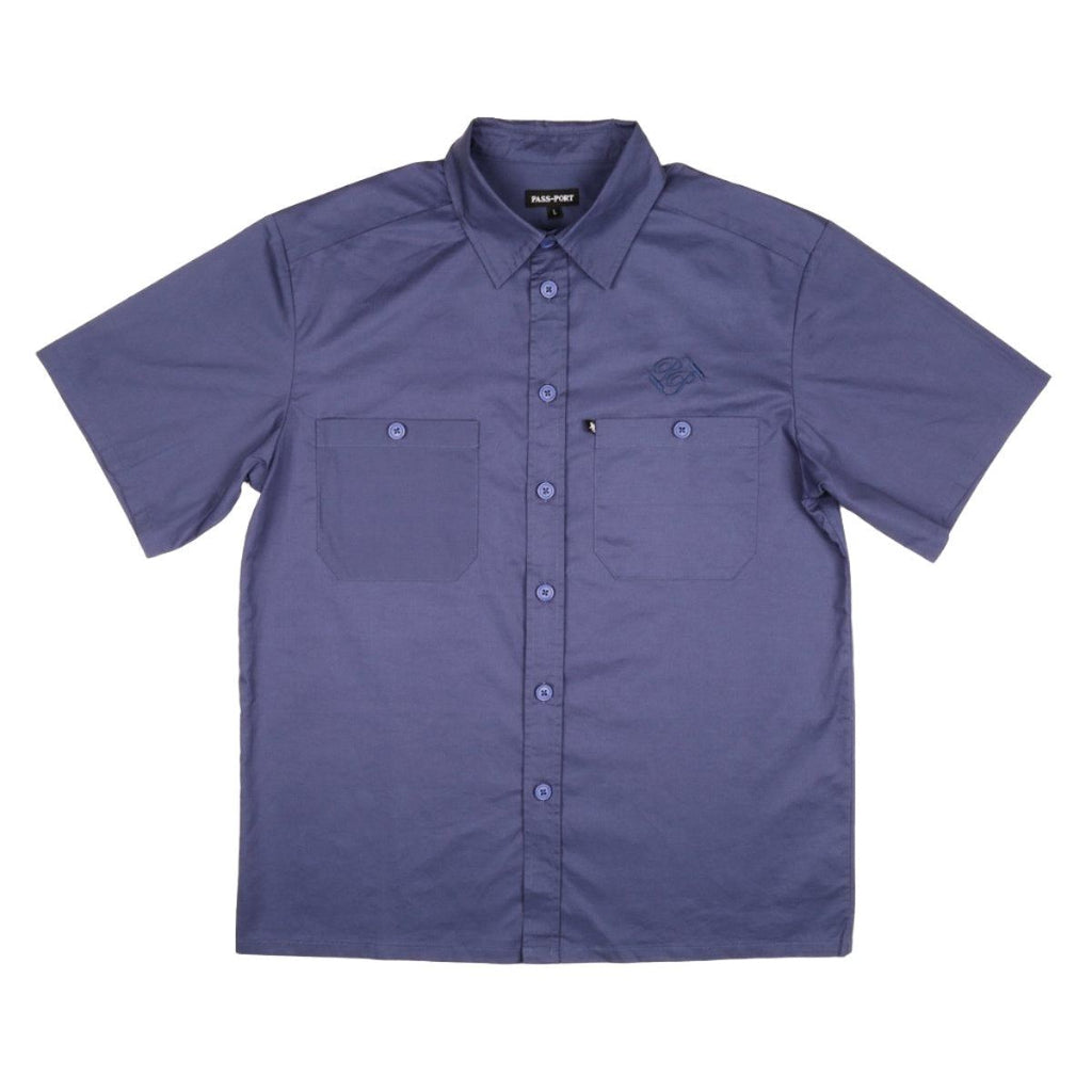 Pass~Port Workers Banner Shortsleeve Shirt (French Navy) Shorts - XL