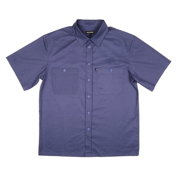 Pass~Port Workers Banner Shortsleeve Shirt (French Navy) Shorts - XL
