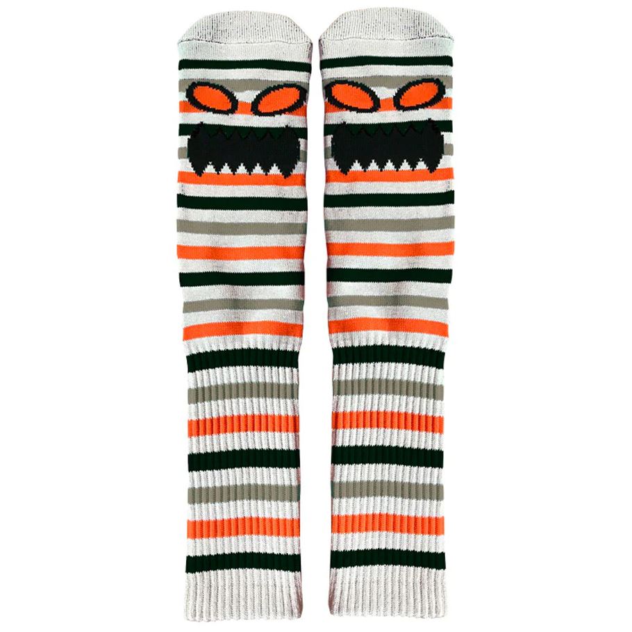 Toy Machine Monster Face Mini Stripes Grey / Orange Socks