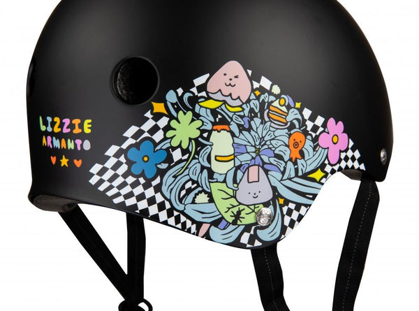 187 Killer Pads Certified Helmet Lizzie - Black / Floral - Skatewarehouse.co.uk