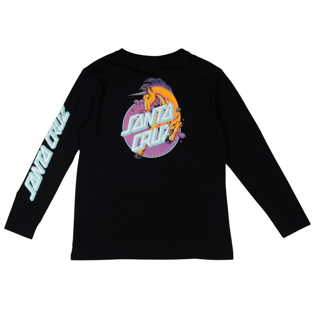 Santa Cruz Womens L/S T-Shirt Unicorn Dot LS T- Shirt - Black - Skatewarehouse.co.uk