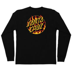 SCR x Thrasher L/S T-Shirt Thrasher Flame Dot - Black - Skatewarehouse.co.uk