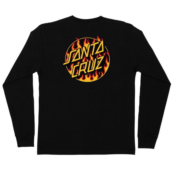 SCR x Thrasher L/S T-Shirt Thrasher Flame Dot - Black - Skatewarehouse.co.uk