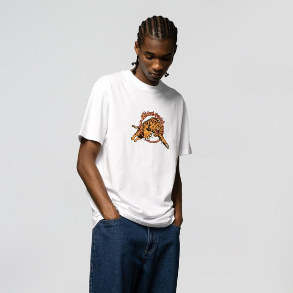 Santa Cruz T-Shirt Salba Tiger Simplified Front - White - Skatewarehouse.co.uk