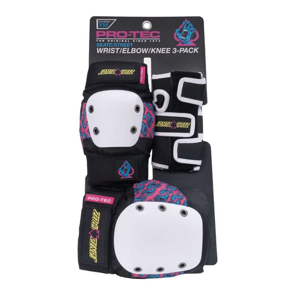 Pro-Tec Pads X Santa Cruz Street Adult 3-PK Pad Set Open - Black / White / Pink