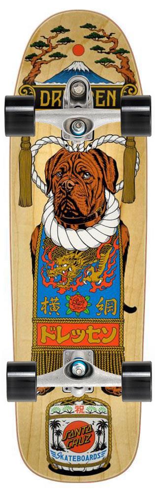 Santa Cruz Shaped Dressen Sumo Dog x Carver Custom Surf Skate Skateboard C7 - 9.3