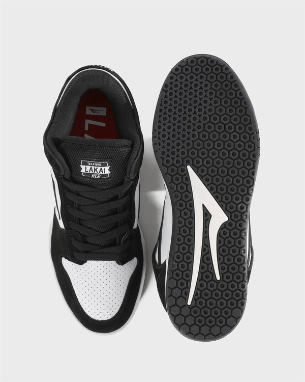 Lakai Telford Low Skate Shoes - Black White - Skatewarehouse.co.uk