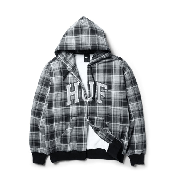 HUF Arch Plaid FZ Heavyweight Hoodie (Black)
