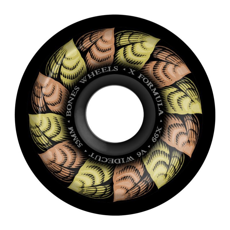 BONES Skateboard Wheels X-Formula 'Leaving' V6 Wide - Cut 99A Black - Skatewarehouse.co.uk