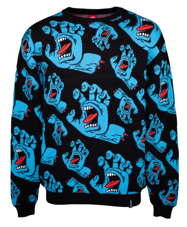 Santa Cruz Crew Hands All Over Knit Crew - Black - Skatewarehouse.co.uk