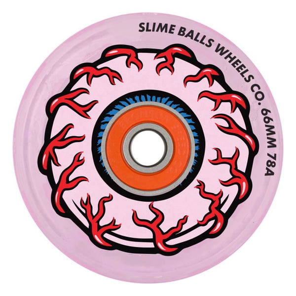 Slime Balls Skateboard Wheels Pink Eyes Light Ups OG Slime - Pink - Skatewarehouse.co.uk