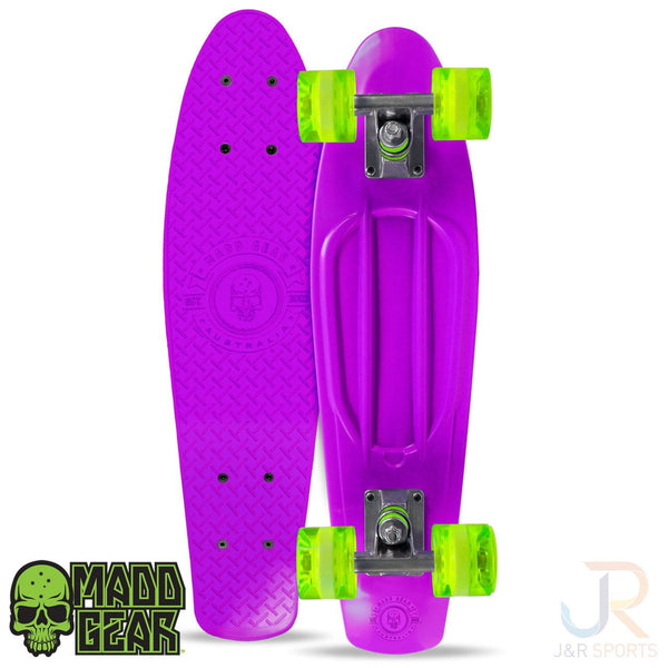 Madd Skins Retro Board - Purple / Lime Complete Skateboard - - Skatewarehouse.co.uk