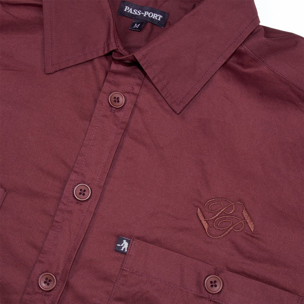 Pass~Port Workers Banner Longsleeve Shirt (Burgundy) - L