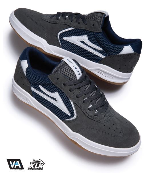 Lakai Atlantic XLK Skate Shoes - Charcoal / Navy - Skatewarehouse.co.uk