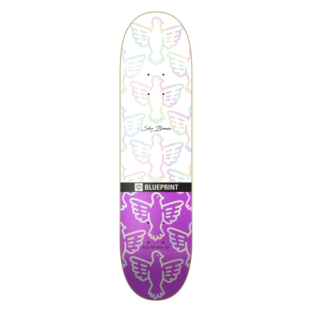 Blueprint x Sky Brown x MLSL Collab Bird White Holographic Skateboard Deck - 8.0"