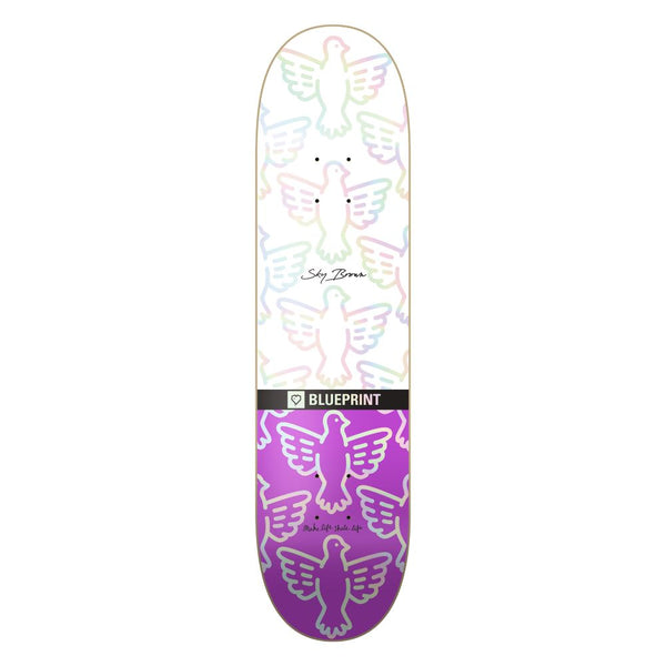 Blueprint x Sky Brown x MLSL Collab Bird White Holographic Skateboard Deck - 8.0