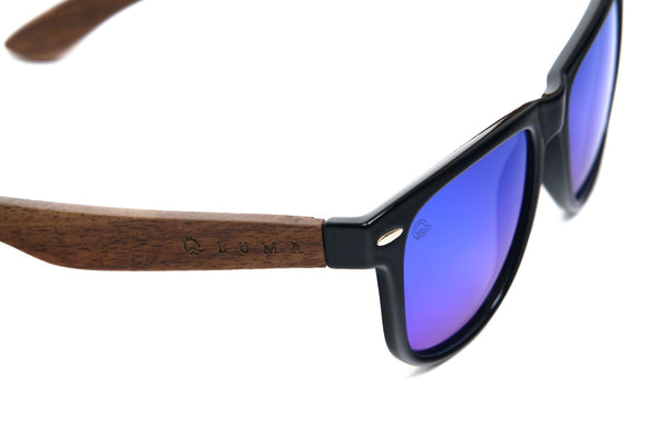 Luma Beach Comber Recycled Sunglasses - Black/Blue - Skatewarehouse.co.uk