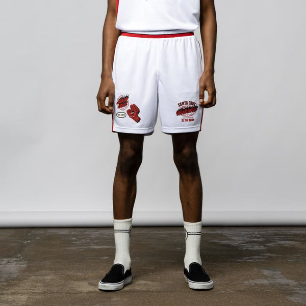 Santa Cruz Mesh Shorts TTE Worldwide Mesh Short - White - Skatewarehouse.co.uk