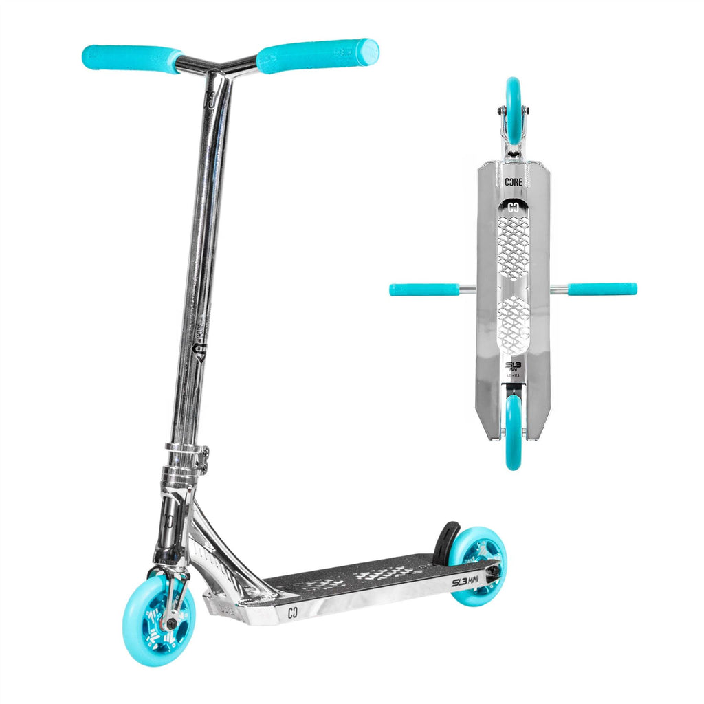 CORE SL3 Mini Complete Scooter - Chrome / Teal (17.5")