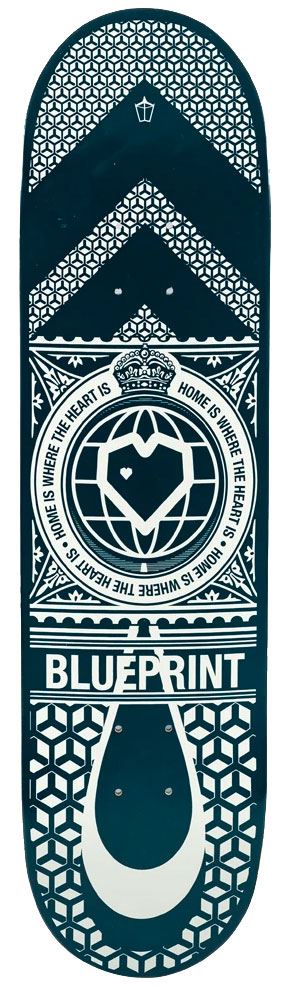 Blueprint Home Heart Navy / Silver Skateboard Deck - 8.0
