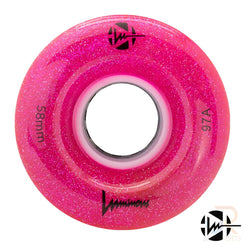 Luminous LED Quad Wheel - Pink Glitter- 58mm / 97a (Unit)