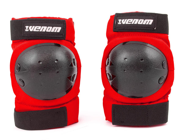 Venom Triple Knee/Elbow/Wrist Pad Set - Red Black - Skatewarehouse.co.uk