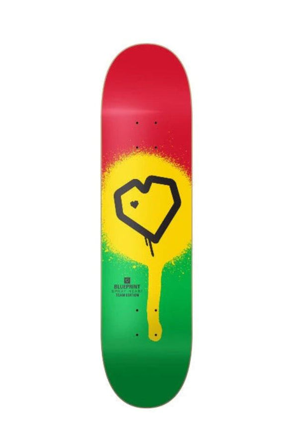 Blueprint Spray Heart Rasta Skateboard Deck - 8.0