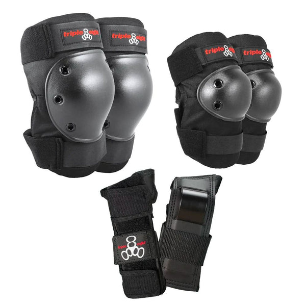 Triple Eight Saver Series Tripple Pad Set - Black - Skatewarehouse.co.uk