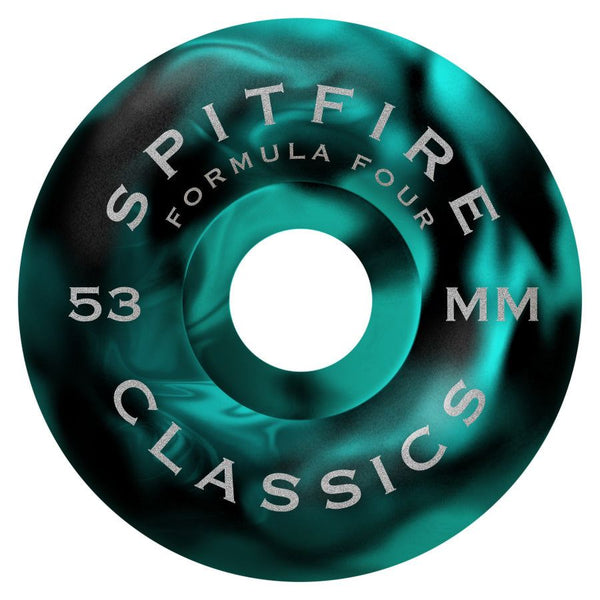 Spitfire F4 99Du Team Floral Classic  (Teal/Black Swirl) Skateboard Wheels