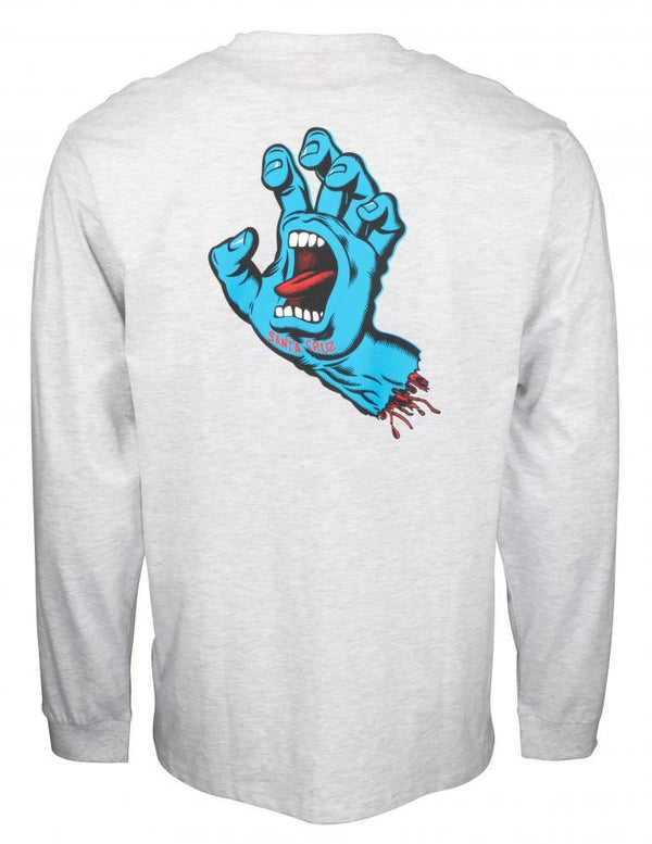 Santa Cruz Longsleeve T-Shirt Screaming Hand Chest L/S Tee - Athletic Heather - Skatewarehouse.co.uk