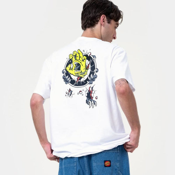 Santa Cruz T-Shirt Roskopp Screaming Target - White - Skatewarehouse.co.uk