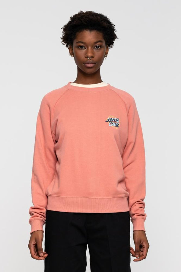 Santa Cruz Womens Crew Japanese Optical Dot Crew - Pink Amethyst - Skatewarehouse.co.uk