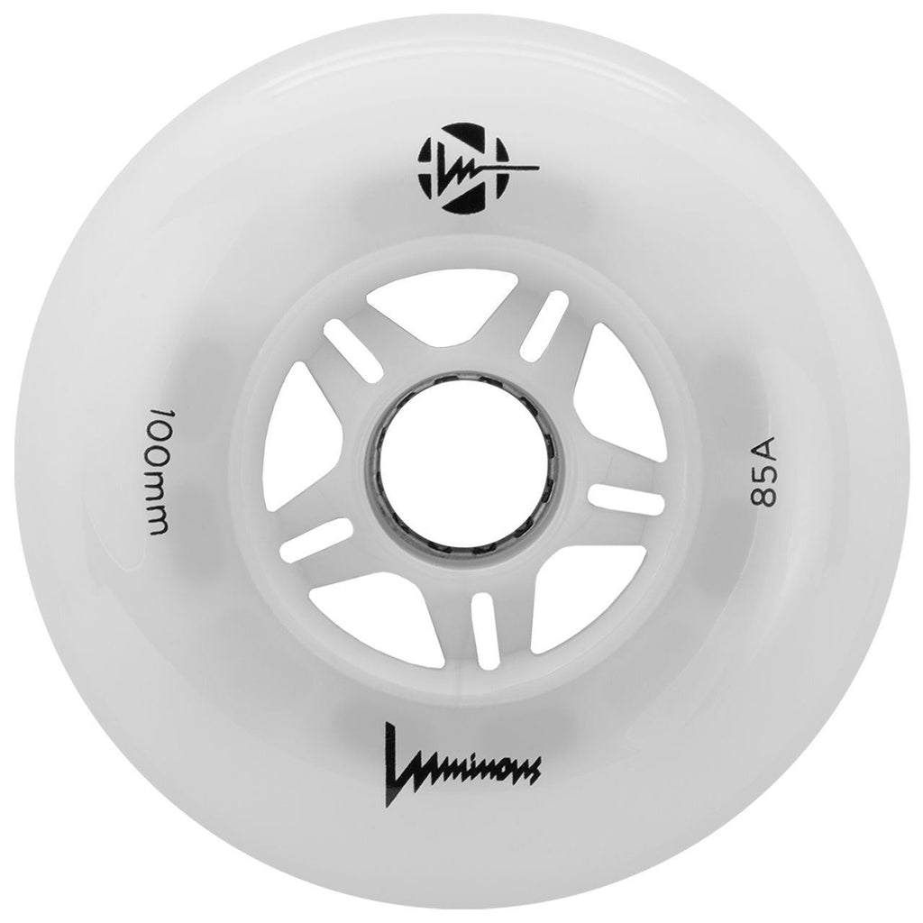Luminous Led Inline Wheel (Set of 4 Wheels) - White - 100Mm/85A - Skatewarehouse.co.uk