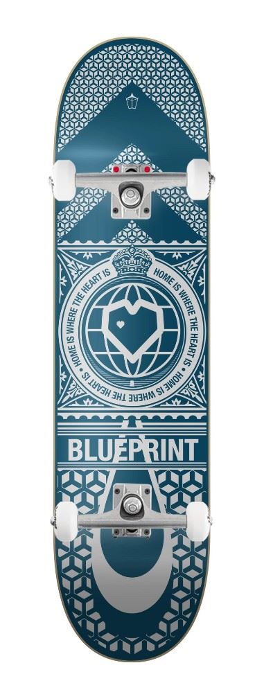 Blueprint Home Heart Navy/White x Venom Skateboards Core Custom Complete Skateboard - 8.0