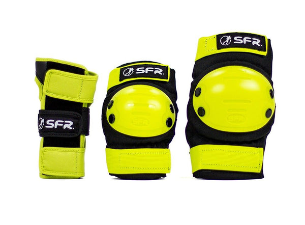 SFR Youth Ramp Triple Pad Set - Black / Lime - Large - Skatewarehouse.co.uk