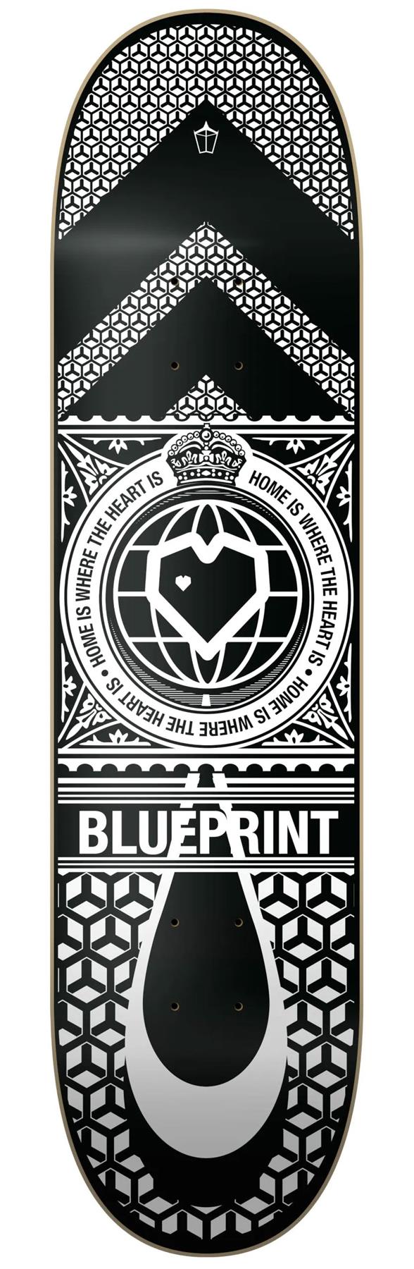 Blueprint Home Heart White / Black Skateboard Deck - 8.0