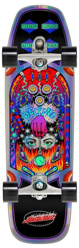 Santa Cruz Delfino Pinball Shaped x Carver Custom Surf Skate Skateboard C7 - 9.14