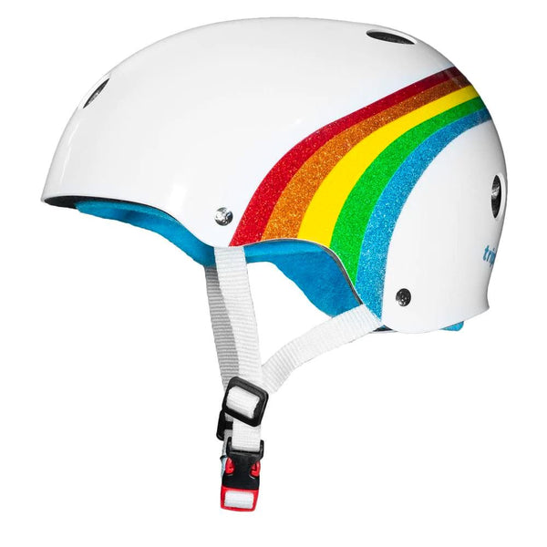 Triple Eight Sweatsaver Certified Helmet Rainbow Sparkle White - Skatewarehouse.co.uk