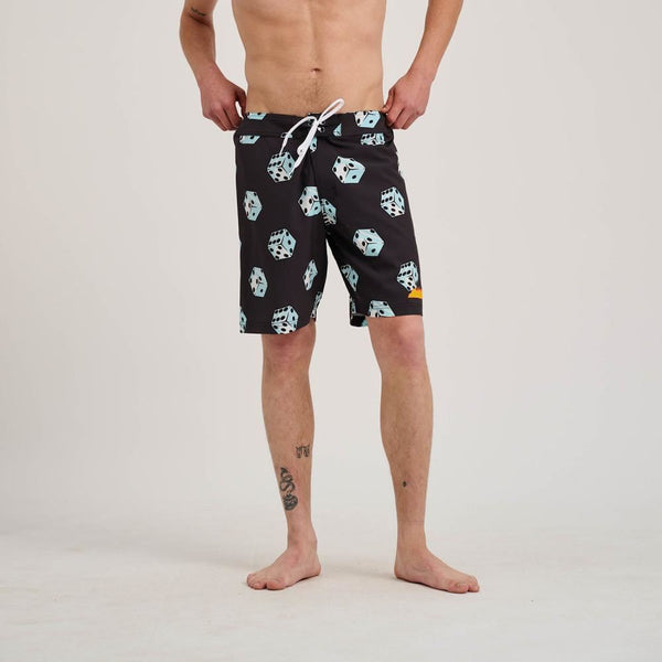 Santa Cruz Board Shorts Flaming Strip Dice Board Short - Big Dice - Skatewarehouse.co.uk