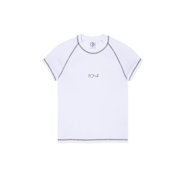 Polar Skate Co Baby Tee | Script Logo (White / Graphite) - XS