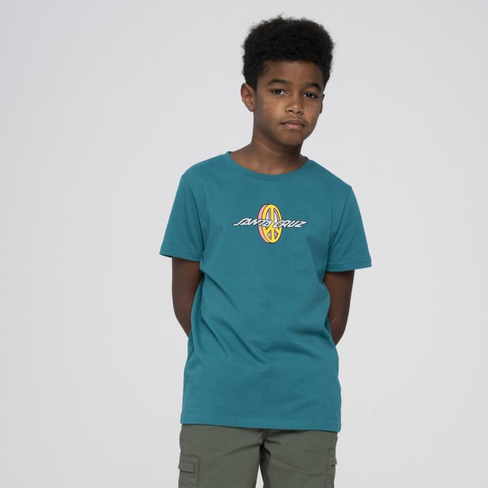 Santa Cruz Youth T-Shirt Youth Peace Strip T-Shirt - Verdigris - Skatewarehouse.co.uk