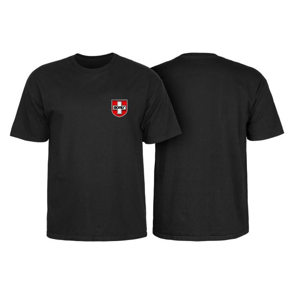 Bones Skateboard Bearings ® Swiss Shield Tee Black - Skatewarehouse.co.uk