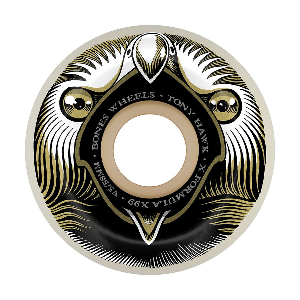 BONES Hawk 'Beak & Destroy' 58mm V5 Sidecut X-Formula 99a Skateboard Wheels - White