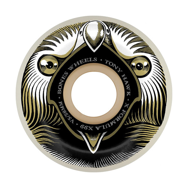 BONES Hawk 'Beak & Destroy' 58mm V5 Sidecut X-Formula 99a Skateboard Wheels - White