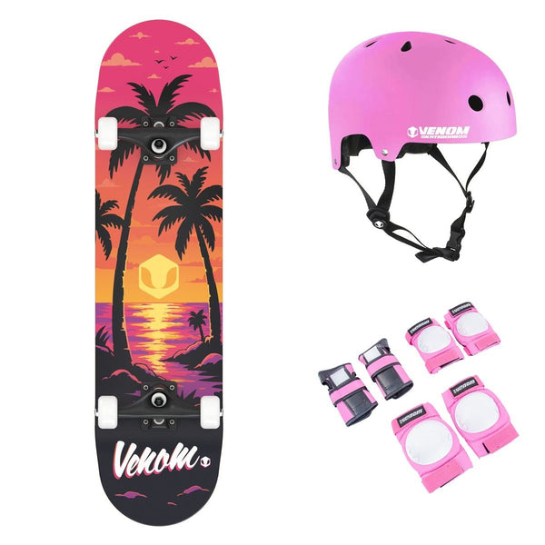 Venom My First Tropical Beach Pink Complete Skateboard Bundle - 8.0"