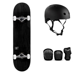 Enuff Logo Stain Black Complete Skateboard Bundle - SFR Helmet & Pads