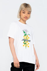 Santa Cruz Womens T-Shirt Checkerbloom Strip T-Shirt White - 14 - OUTLET - Skatewarehouse.co.uk