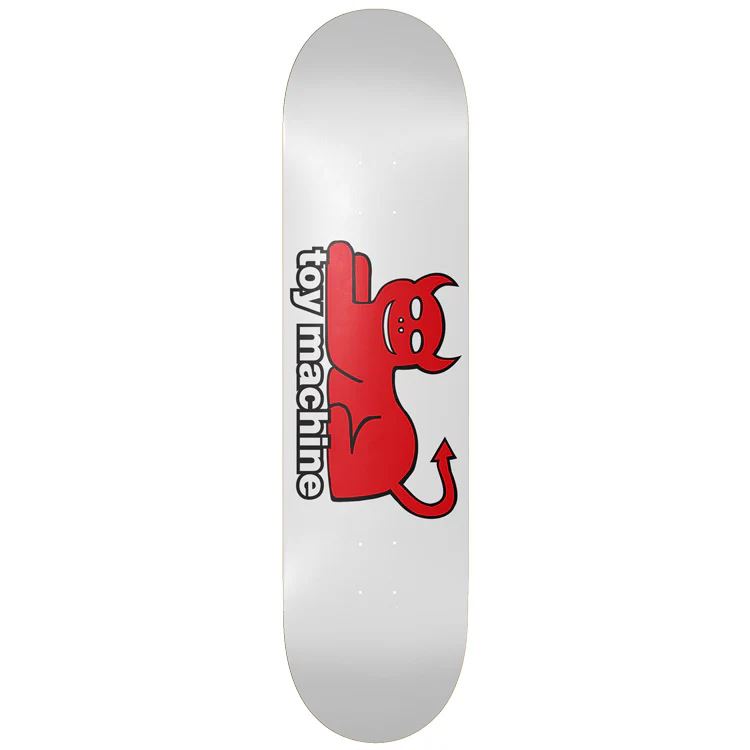 Toy Machine 'Devil Cat' White Skateboard Deck - 8.25" - Skatewarehouse.co.uk